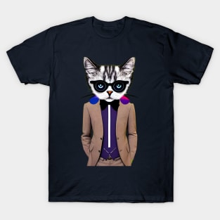 Moody Cat Wearing A Suit T-Shirt